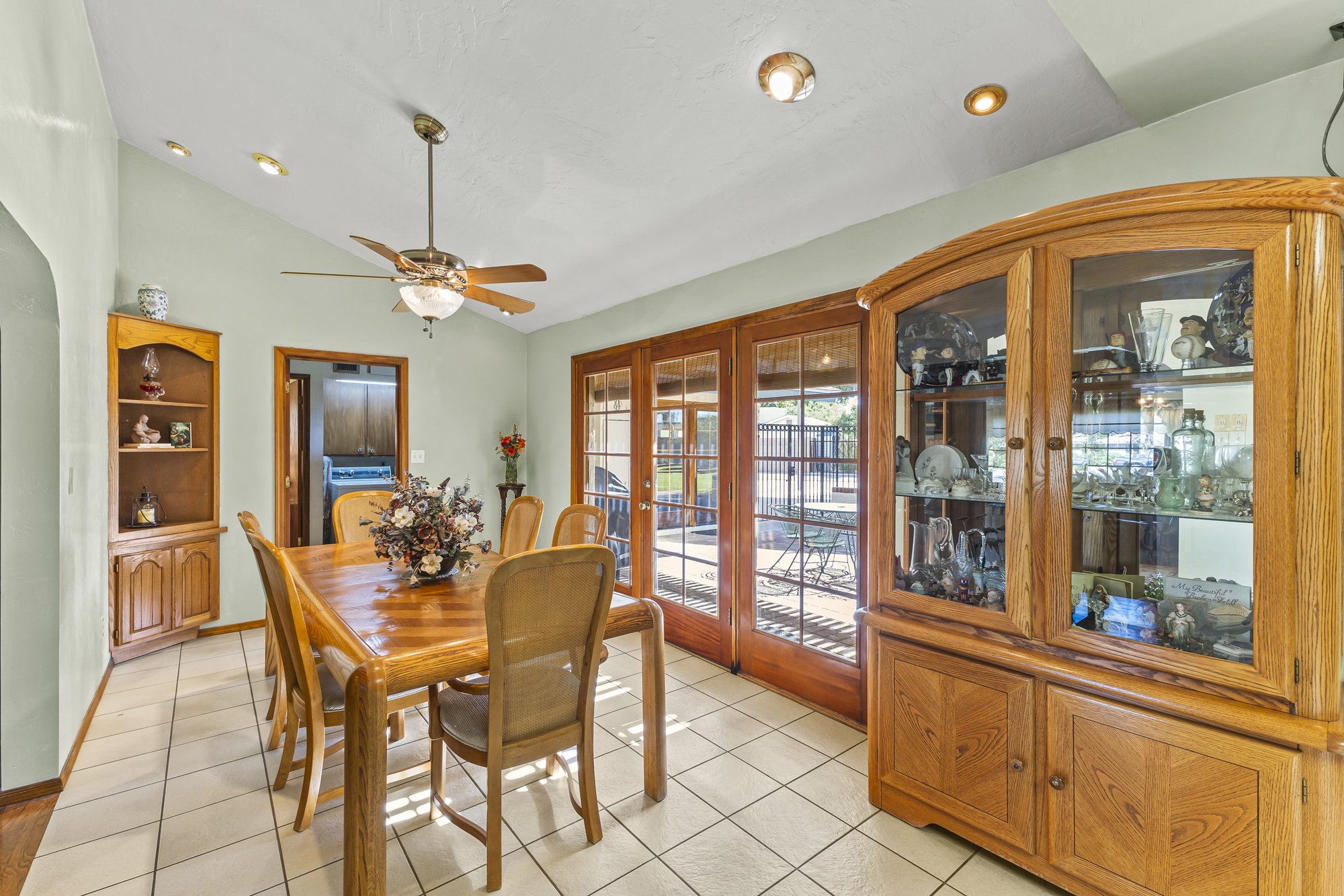 Formal dining room with a built in china cabinet