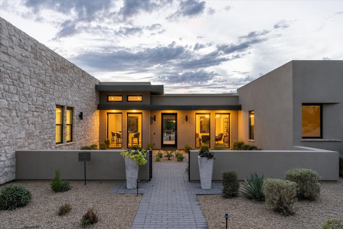Front exterior of 22092 N 89th St, Scottsdale, AZ, at twilight