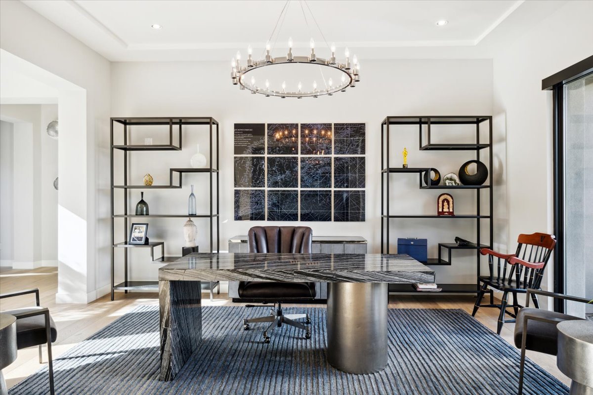 Den or office with built in shelving