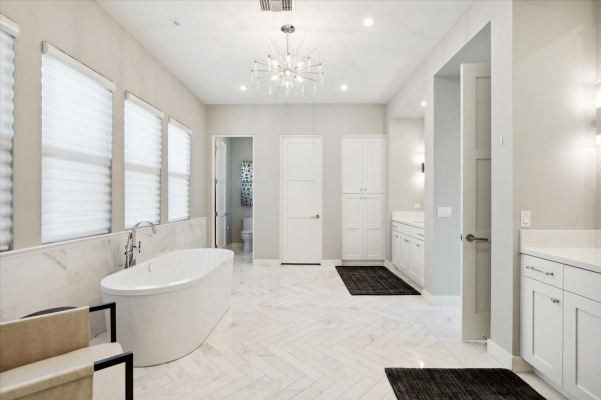 Primary bathroom with a freestanding soaking tub