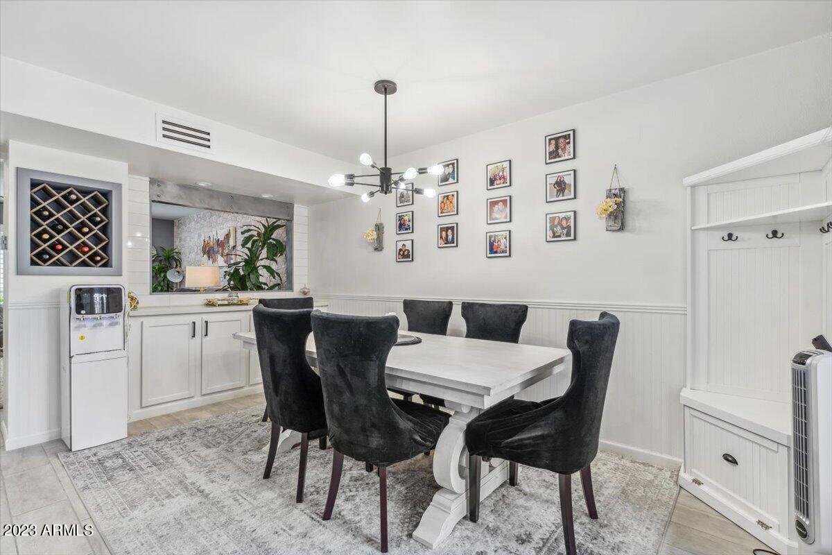 Dining area with a built in hutch
