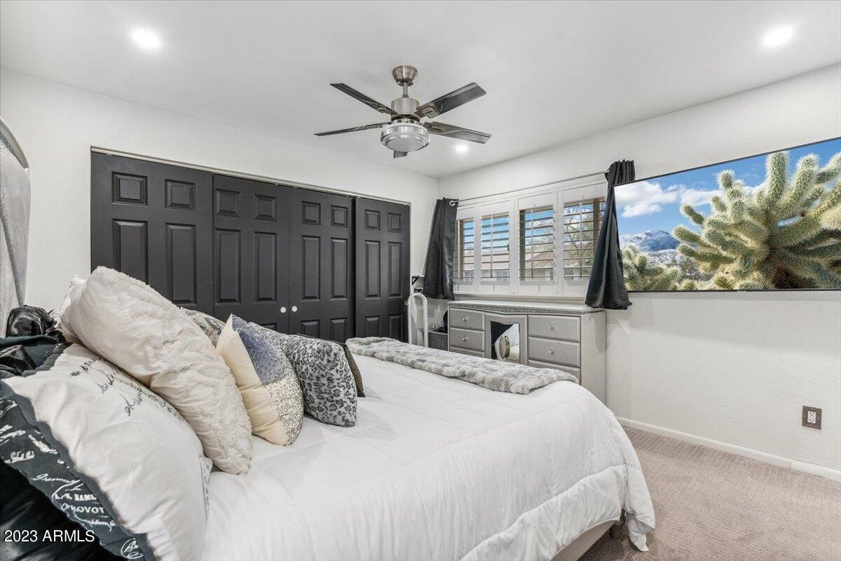 Primary bedroom with mountain views
