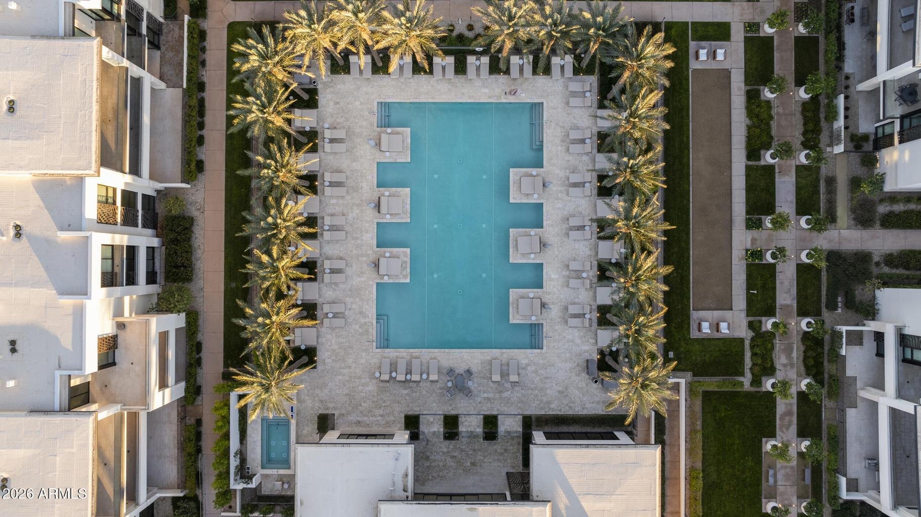 Aerial view of the Ritz-Carlton Residences community pool
