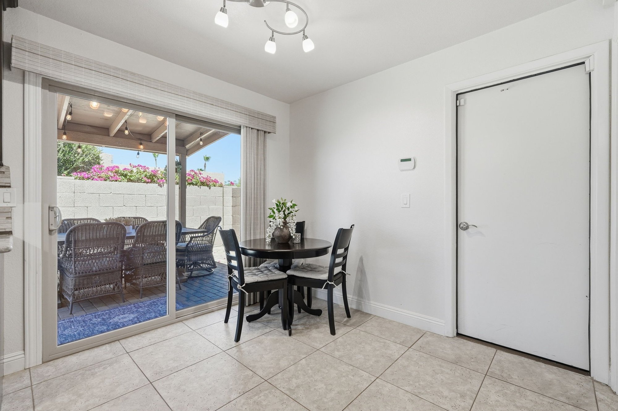 Breakfast nook overlooking the side patio