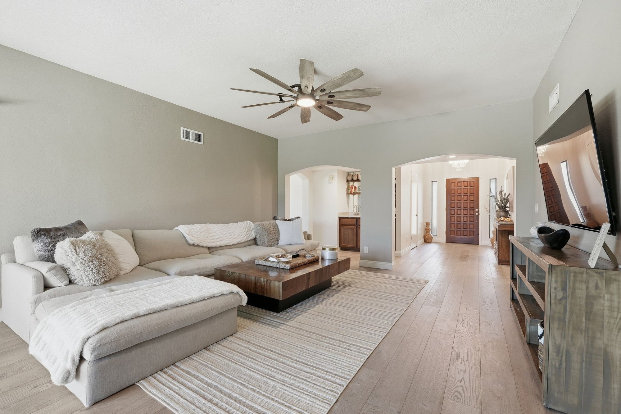 Family room seating area open to the kitchen