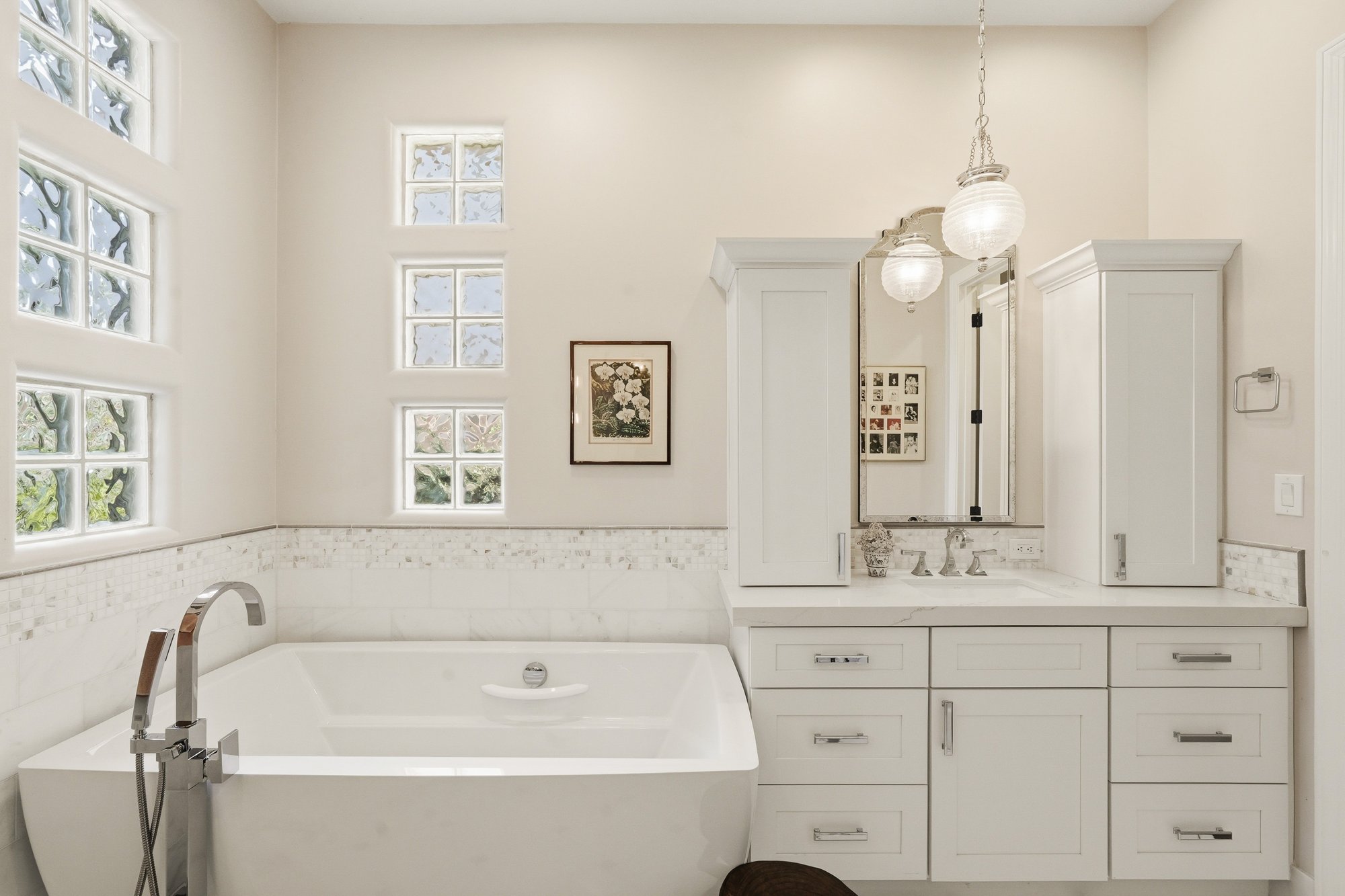 Primary bathroom with a freestanding soaking tub