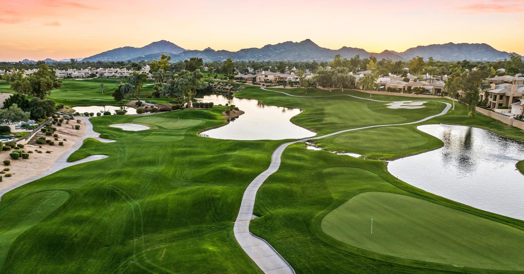 Golf course fairway and lake at Gainey Ranch, Central Scottsdale